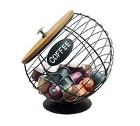 Porte-dosette de café - Station de capsules en fer de 16,5 cm, organisateur de cuisine noir, stockage de boissons de grandecomptoir ornement décoratif grande capacité couvercle durable design compact