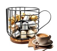 Porte-dosettes de café Panier de rangement ajouré à grande capacité avec | Support pour le rangement des dosettes pour salon, bar à café, bureau, salon de thé, meuble d'angle de salle