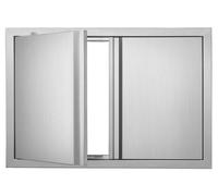 "Porte double en acier inoxydable pour barbecue, îlot de barbecue, armoire extérieure - 710 x 482 mm - Porte murale verticale avec poignée escamotable - Montage affleurant"