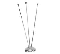 Porte-drapeau de Table pour 3 Petits Drapeaux en Acier Inoxydable Argenté | Base Stable à Triple Tige, Format Compact pour Réunions, Usage sur Table de Bureau et Décoration Intérieure