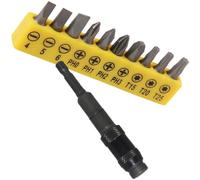 Porte-embout Pivotant 1/4 Pouce, Rallonge de Foret Magnétique | Acier Chrome-vanadium, Tête Orientable 20 Degrés, 10 Embouts Alliage, Jaune