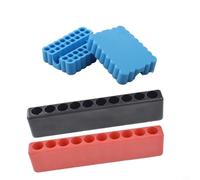 Porte-embouts de tournevis pour forets à tige de 6,35 mm avec étui de rangement en plastique de 32 et 10 trous pour outils d'atelier, bleu et rouge