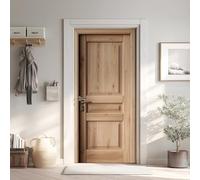 Porte en Bois Rétro Effet 3D Sticker Porte, Grain de Bois Vintage Papier Autocollant Porte Mural Décoration, Minimalisme Stickers Muraux Amovible PVC 77x200 cm 5Yl58