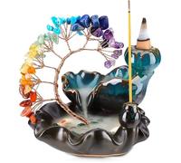 Porte-Encens 1 Pièce - Brûleur À Refoulement 7 Couleurs - Arbre de Vie Cristal - Pour Bâtons d'Encens Yoga Méditation Dupcheliry
