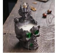 Porte-Encens à Reflux en Céramique - Brûleur d'Encens en forme d'Crâne avec lumineuse - pour Bureau, Home Decor et Cadeau