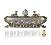 Porte-encens Bouddhiste Vintage Brûleur d'encens Couché Encensoir Temple Eglise Support Poêle Alliage Boîte d'Encens Cônes Bâton Stick Forme Doubles Cerfs Luxe Décor de Maison Bureau Yoga Méditation