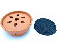 Porte-encens céramique 16 cm x 6 cm avec encens spirales citronnelle (jardin maison) Anti moustique