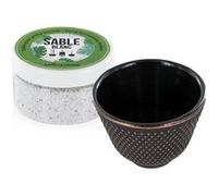 Porte-encens coupelle en fonte noire et sable blanc Multicolore G