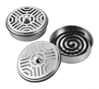Porte-encens en acier inoxydable avec couvercle - Cendrier ignifuge et coupe-vent pour bobines en spirale à la citronnelle - Portable pour extérieur, jardin, camping, yoga, méditation (A)