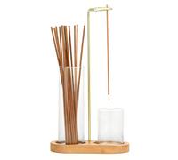 Porte-encens en Bois, Bruleur Encens pour Attrape-Cendres, avec Récupérateur de Cendres en Verre Amovible, Brûleur d'encens Inversé pour Bureau à Domicile, Yoga, Thé, Méditation Zen (Light Khaki)