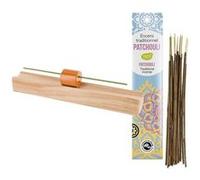 Porte-encens en bois précieux Hinoki + Encens indien au Patchouli Marron G