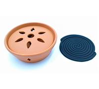 Porte-encens en céramique 16 x 6 cm avec spirale citronnelle (jardin maison) anti-moustiques