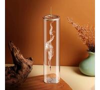 Porte-encens en verre anti-cendres avec plateau à cendres amovible - Porte-bâton d'encens cylindrique facile à nettoyer, convient pour le yoga, le spa et la relaxation | Décoration de maison en verre 