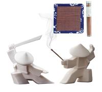 Porte-encens samouraï japonais - Brûleur d'encens en céramique avec 2 tampons et 1 bouteille d'encens, décoration d'intérieur zen et thé Kongfu pour la méditation et le bureau