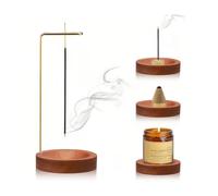 Porte Encens Set 2 in 1 Holzprodukte Support, Incense Holders | Bruleur Baton à 9 Trous Fait, à la Main Multifonction, pour Décor de Bureau, Domicile Yoga, Fond Marron