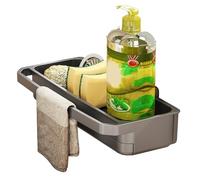 Porte-éponge à support d'évier de cuisine - plateau à vaisselle, support de savon portable | Organisateur de grande capacité avec base de vidange automatique, gadget de comptoir pour les bouteilles d'