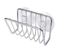 Porte-éponge d'évier en métal avec ventouse, égouttoir à récurer en acier inoxydable et fente pour brosse, évier de cuisine d'angle pour panier économiseur de savon, étagère gain de place (argent)