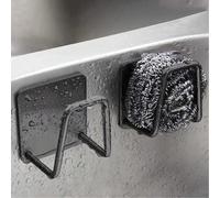 Porte-éponge pour évier de cuisine, support de rangement pour éponge auto-adhésif, panier de rangement pour évier, monté au mur/monté en surface, conception de drainage, dites adieu au désordre, acier