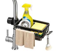 Porte-éponge pour robinet Gain de place stable sans perçage égouttoir | Panier Égouttoir Vaisselle Pour Robinet D'Évier Maison, Cuisine, Buanderie, Garde-Manger, Appartement, Noir