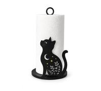 Porte Essuie-Tout Chat sur Pied - Support Sopalin Décoratif Noir, Dérouleur Papier Cuisine Original, Décoration Chat