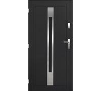 Porte extérieure en acier, gauche 90cm Anthracite, isolation thermique, verre feuilleté, résistante aux intempéries, prête au montage