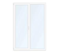Porte-fenêtre 140x205 cm, pvc, aluplast IDEAL 4000, blanc, 2 vantaux, oscillo battant gauche, fixe droit, configuration personnalisée