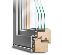 Porte-fenêtre Bois-Alu, IDEALU Classicline, 76x176 cm ou sous mesure, 1 vantail, oscillo-battant, avec isolation thermique