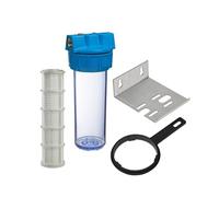 Porte-filtre à eau 9 pouce 3/4-20/27F avec cartouche lavable 60 microns, équerre et clé