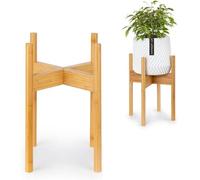 Porte-fleurs en bambou - Style Mid-Century Modern - SANS pot en céramique blanc de 20 cm