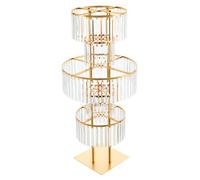 Porte-fleurs en cristal - Colonne décorative à 5 étages - Vase à fleurs en acrylique - Centre de table pour mariages et fêtes - Modèle sur pied - Doré