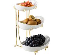 Porte-fruits Plateau de stockage pour gâteaux en o Présentoir à cupcakes et desserts, présentoir à fruits en céramique de luxe rétro nordique, présentoir à thé de l'après-midi sur les 2/3 couches du r