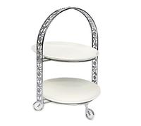 Porte-fruits Plateau de stockage pour gâteaux en o Présentoir à gâteaux en métal à double couche en forme d'arche for fruits et desserts, assiette non incluse, support à desserts, support à cupcakes