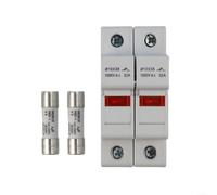 Porte-fusible PV 2 pôles 32 A courant élevé 1000 V (8 A) | 1000 V DC, capacité 32 A, taille du fusible 10 x 38 mm, montage sur rail DIN, design à 2 pôles pour plus de sécurité
