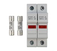 Porte-fusible solaire PV 2P pour systèmes DC 1000 V avec fentes de fusible de 10 x 38 mm, compatible avec les classes de 16 A à 30 A, unité de montage sur rail DIN gris pour protection des cordes de