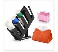 Porte-gobelet à café, distributeur de tasses réglable à 4 compartiments avec paille, organiseur pour gobelets en carton avec porte-sucre et boîte à mouchoirs, idéal pour la station de café, le bureau