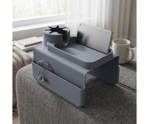 Porte-gobelet en silicone avec verrouillage de vitesse - Accoudoir anti-déversement pour canapé inclinable - Organiseur gris pour tasses, téléphones, télécommandes