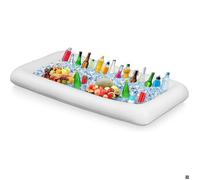 Porte-gobelet flottant gonflable, bar de piscine, adapté aux fêtes de piscine d'été, bar à glace rectangulaire 130X62X12cm, blanc