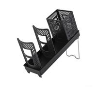 Porte-gobelet jetable de 33 cm de large pour 141,7 à 650 ml (premier étage) | Design à 3 niveaux, peut contenir 12 à 20 tasses, convient aux tailles de 141,7 à 650 ml, plastique noir, facile à nettoyer