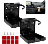 Porte-gobelet pliable Unyqoos® en ABS – réglable pour un diamètre de 60 à 100 mm, fixation par vis ou par plaque adhésive, gain de place, idéal pour voiture, bateau, bureau et camping-car