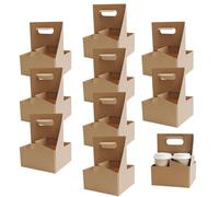 Porte-gobelet pour tasses avec poignée, porte-gobelet pour livraison | 10X Transport en carton robuste - Boîte en carton robuste, boîtes de rangement pour boissons pour le service de livraison, 4