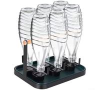 Porte-gobelet rustique en fer avec poignée en bois naturel, rangement spacieux pour bouteilles et tasses jusqu'à 600 ml, base antidérapante moderne bleu marine noir pour la cuisine (encre noire)
