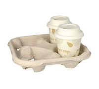 Lot de 110 plateaux de transport en carton « to go » 4,7 cm x 22,4 cm x 22,4 cm naturel pour 4 gobelets