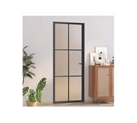 vidaXL Porte intérieure 83x201,5 cm noir verre dépoli et aluminium