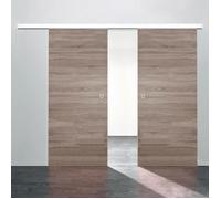 Porte intérieure coulissante Inova, 176 x 203 cm, chêne, 2 vantaux, poignée carrée, inova