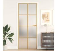 Porte intérieure fine Golden 83 x 201,5 cm avec verre trempé et cadre en | Cadre en aluminium doré, remplissage en verre mat, cadre de porte de 35 à 50 mm, design moderne, construction durable