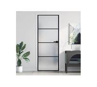 vidaXL Porte intérieure mince 76x201,5 cm verre trempé et aluminium noire