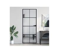 vidaXL Porte intérieure mince noire 83 x 201,5 cm verre trempé aluminium