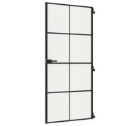 vidaXL Porte intérieure mince noire 93x201,5 cm verre trempé & aluminium