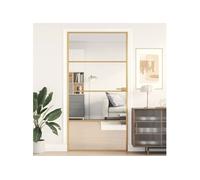 vidaXL Porte intérieure mince Golden 102,5 x 201,5 cm verre trempé aluminium Doré