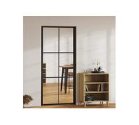 vidaXL Porte intérieure verre ESG et aluminium 93x201,5 cm noir